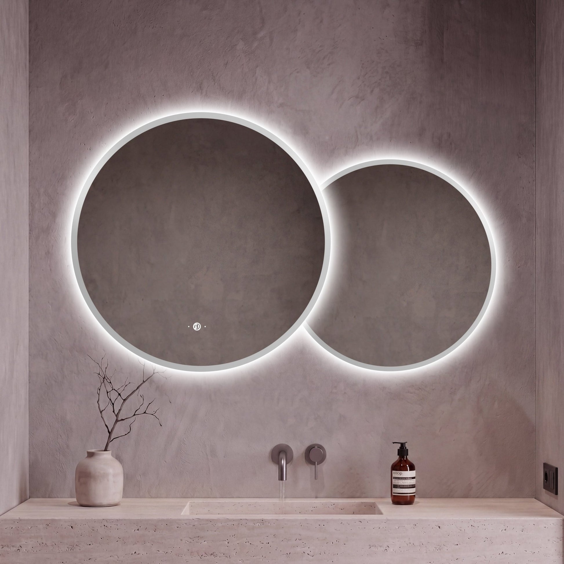 Modern Overlapping Double Circle LED Bathroom Mirror - LED MIrror32"