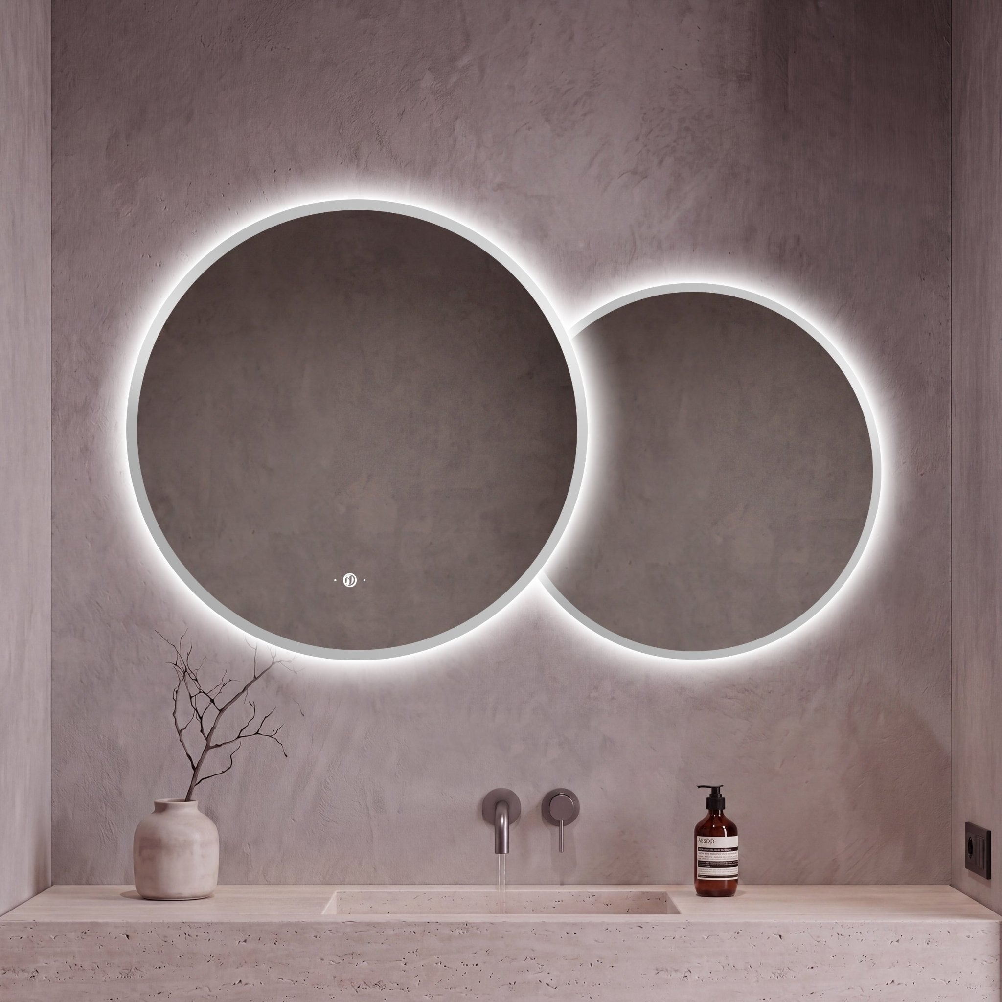 Modern Overlapping Double Circle LED Bathroom Mirror - LED MIrror32"