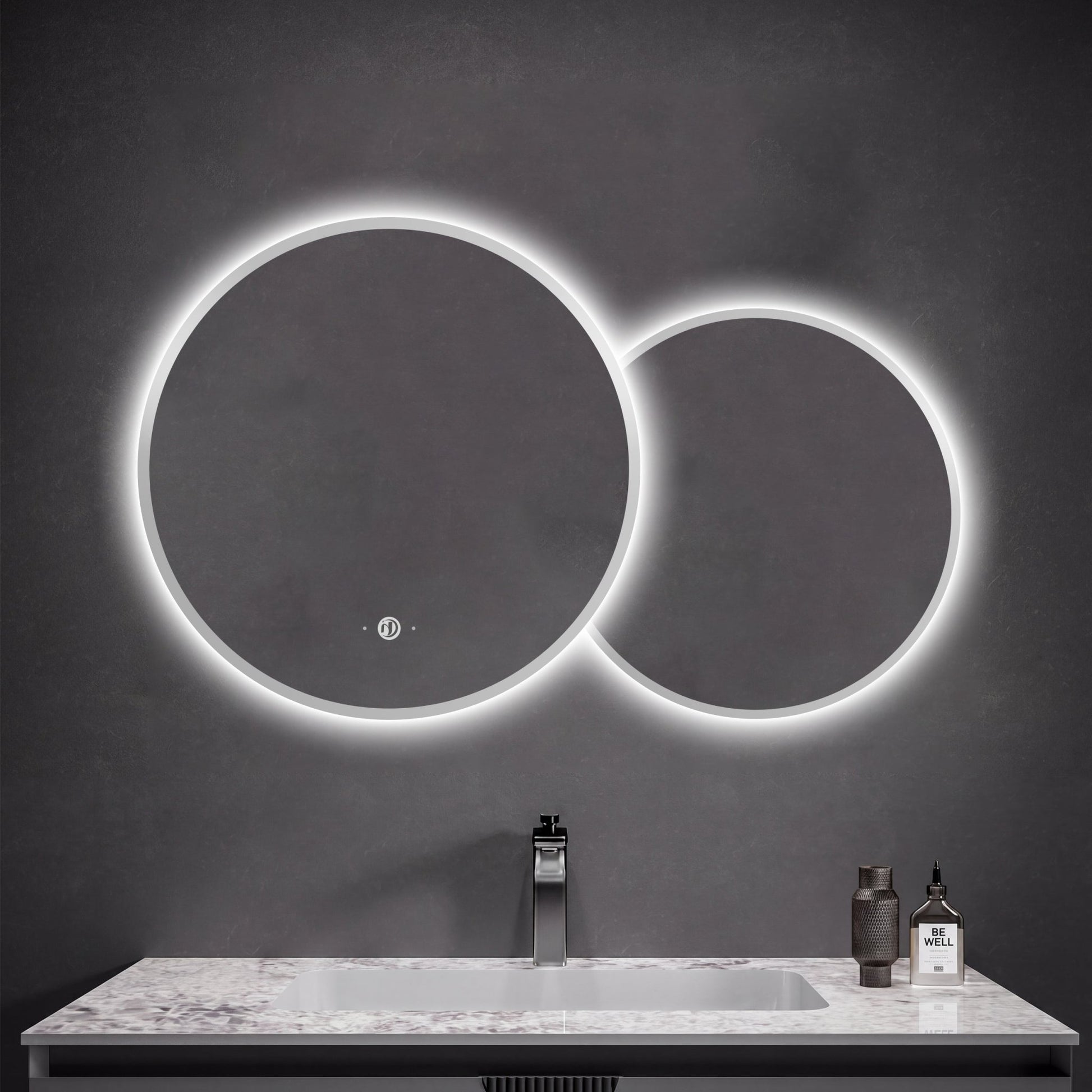 Modern Overlapping Double Circle LED Bathroom Mirror - LED MIrror32"