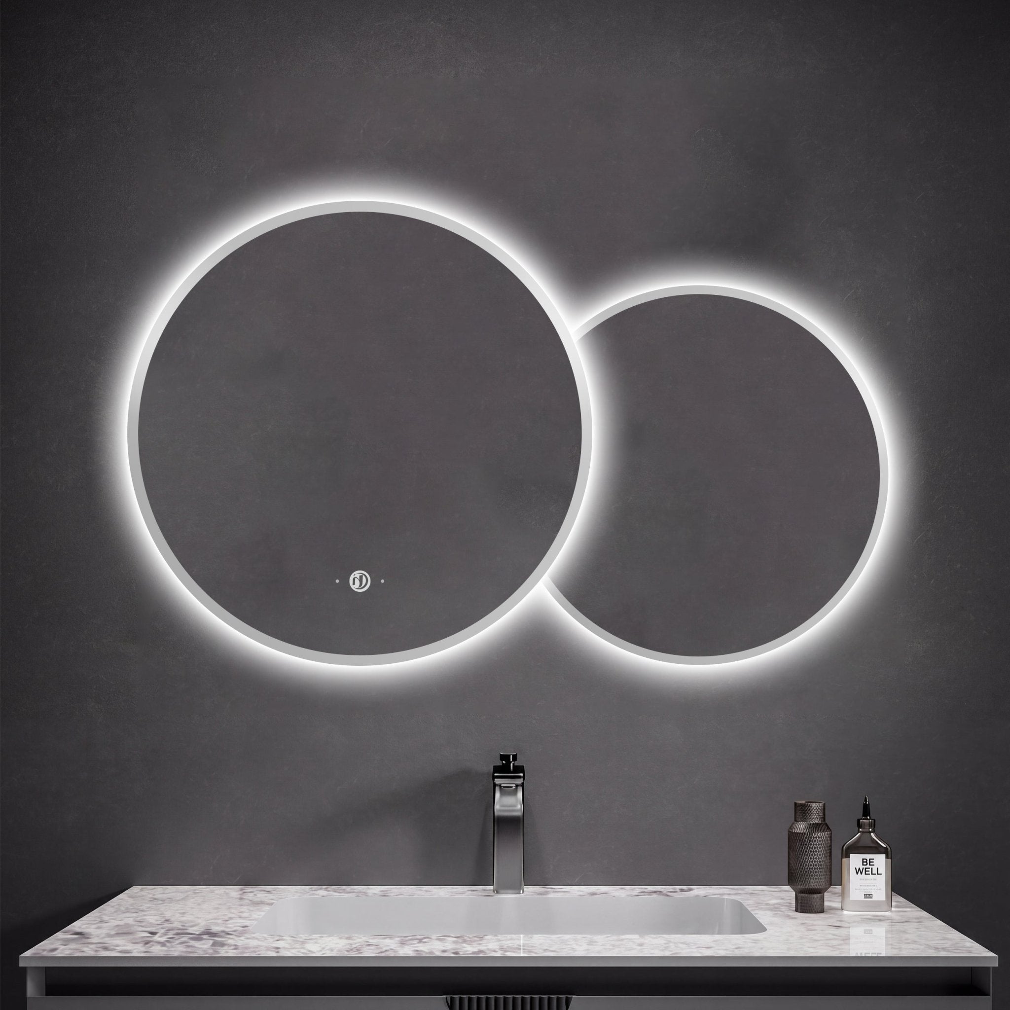 Modern Overlapping Double Circle LED Bathroom Mirror - LED MIrror32"