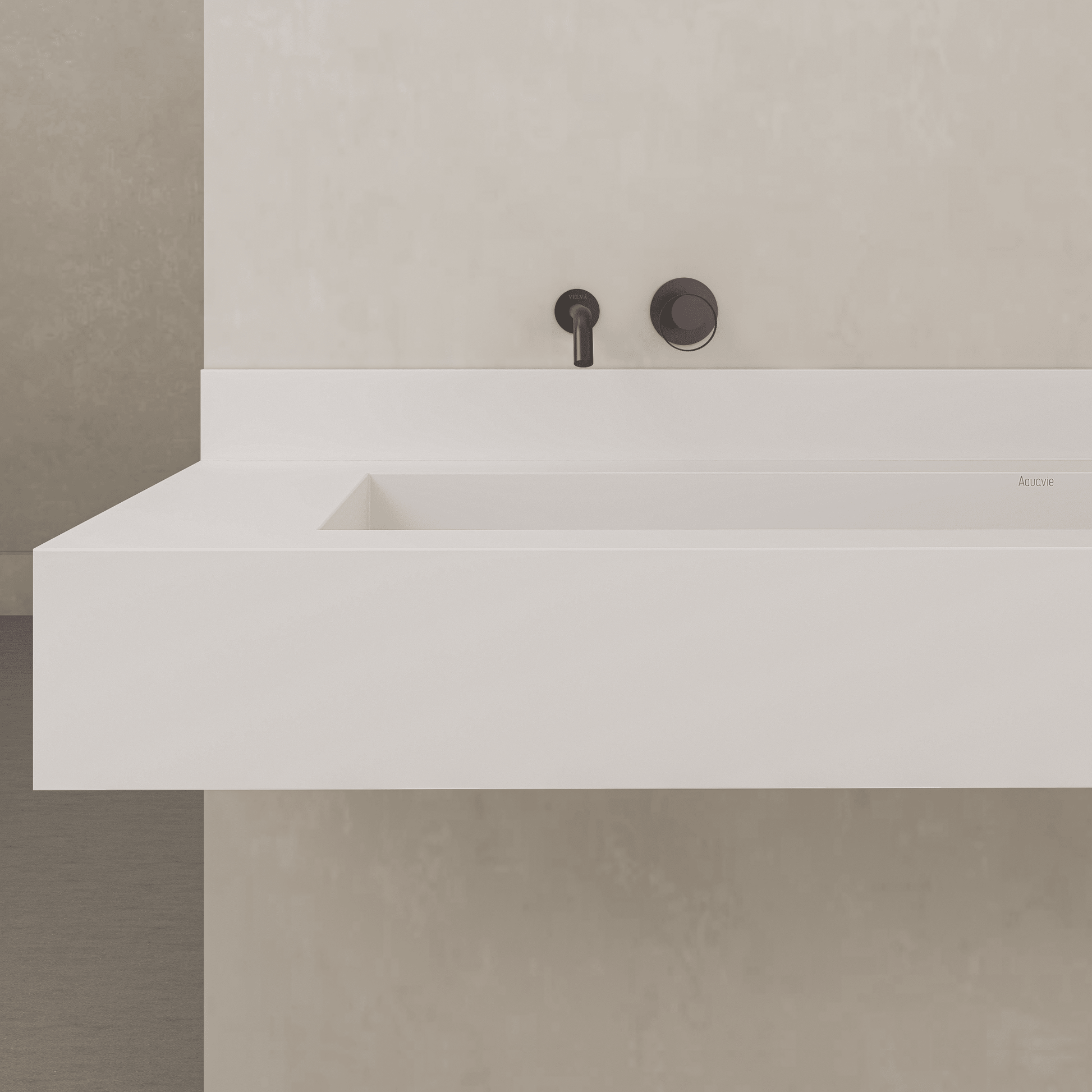 Monolithic Floating Vanity | Double Trough Sink with Hidden Drain (60" / 71") - 60"