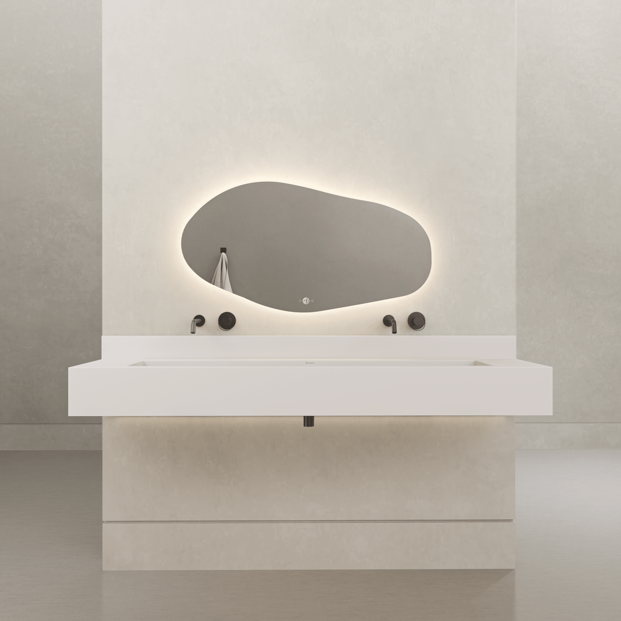 Monolithic Floating Vanity | Double Trough Sink with Hidden Drain (60" / 71") - 60"