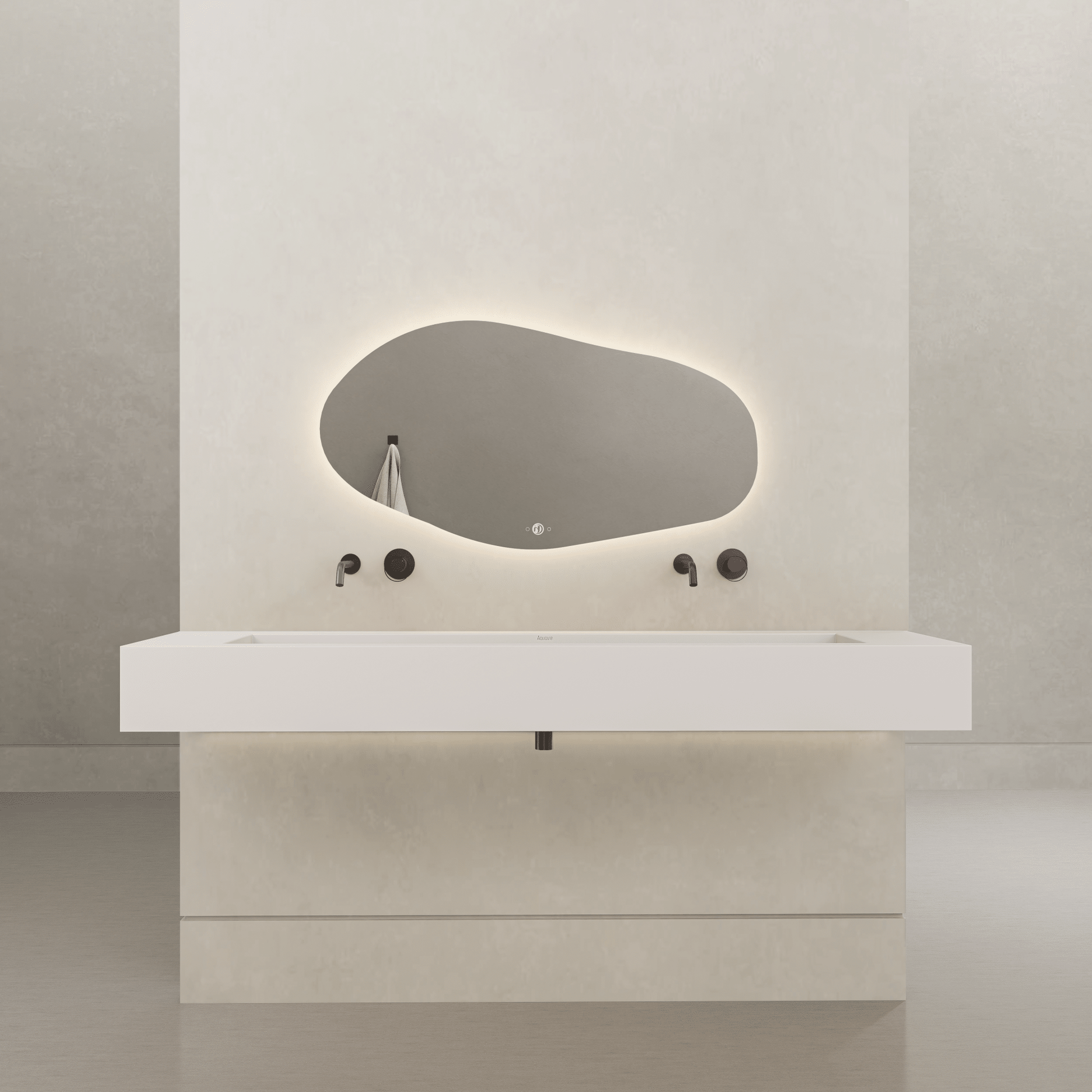 Monolithic Floating Vanity | Double Trough Sink with Hidden Drain (60" / 71") - 60"
