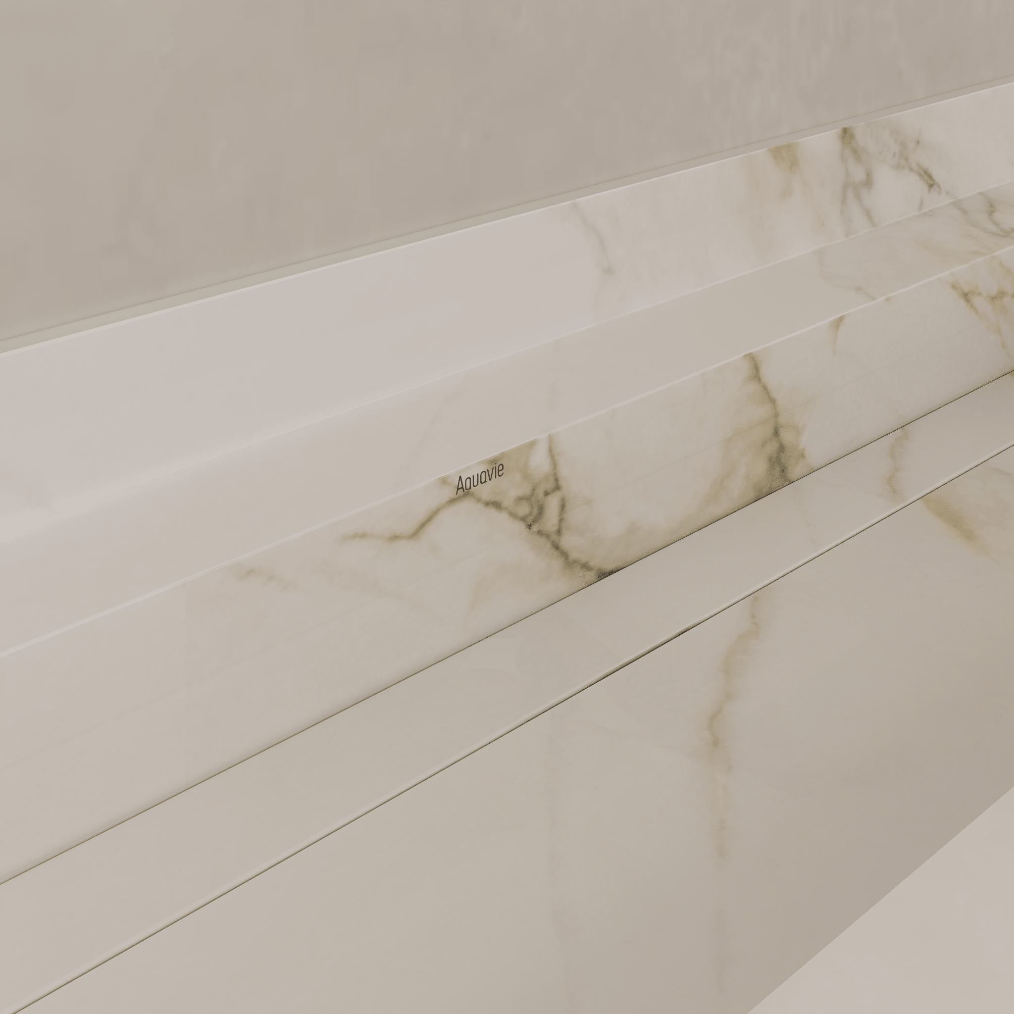 Monolithic Floating Vanity & Integrated Top | Calacatta Gold Sintered Stone Double Trough Sink (60" / 71") - 60"