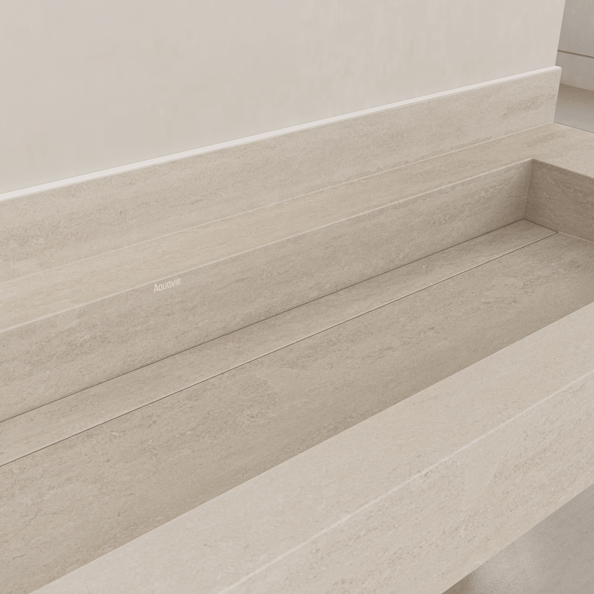 Monolithic Floating Vanity & Integrated Top | Ivory Sand Travertine Sintered Stone Double Trough Sink (60" / 71") - 60"