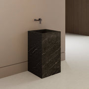 Monolithic Freestanding Pedestal Sink | Nero Marquina Sintered Stone Ramp Basin -VanityNo Hole (Wall-Mount)