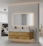 Natural Oak 60” Modern Floating Bathroom Vanity 4 Drawers– Single Basin - VanityIce Grey NeoNova Decor