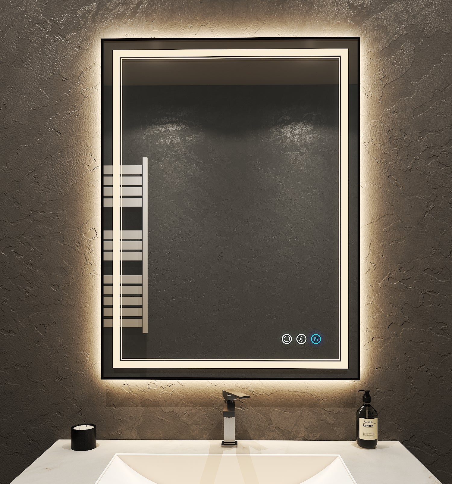 Outline LED Mirror – Black Metal Frame, 24" / 36" / 40" - LED MIrror24" x 36" NeoNova Decor