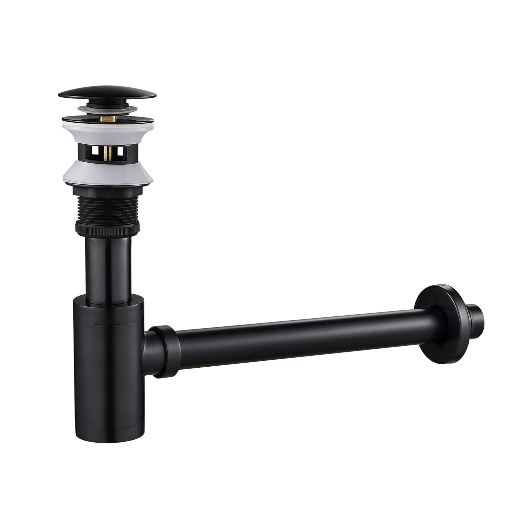 P - Trap Kit with Overflow – Solid Brass 1 - 1/4” Sink Drain, Anti - Clog - FixturesMatte Black