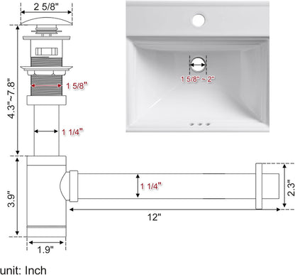 Polish Chrome P - Trap Kit with Overflow – Solid Brass 1 - 1/4” Sink Drain, Anti - Clog - Fixtures NeoNova Decor