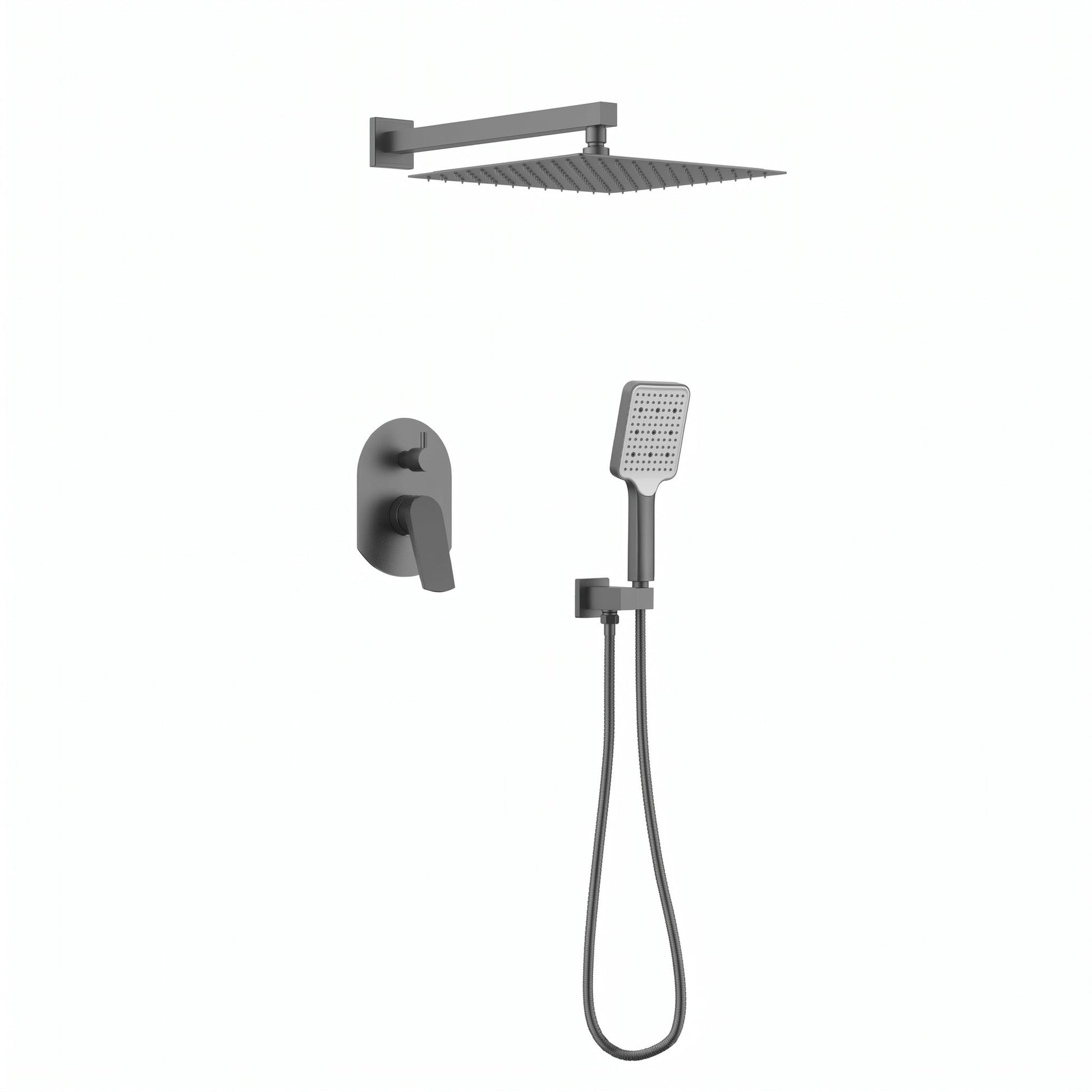 Pressure Balance Shower System – 10" Rain Head & Hand Shower, NPT 1/2 (Trim Kit) - FaucetGun Metal