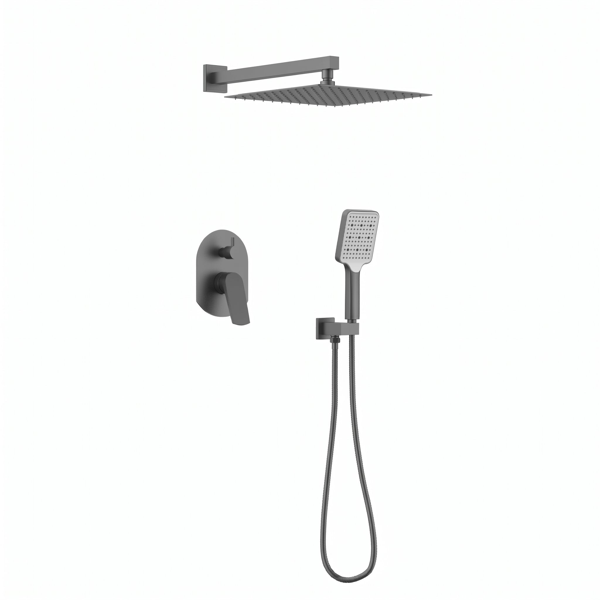 Pressure Balance Shower System – 10" Rain Head & Hand Shower, NPT 1/2 (Trim Kit) - FaucetGun Metal