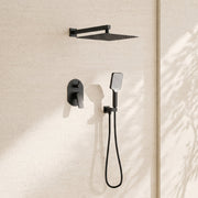 Pressure Balance Shower System – 10" Rain Head & Hand Shower, NPT 1/2 (Trim Kit) - FaucetMatte Black