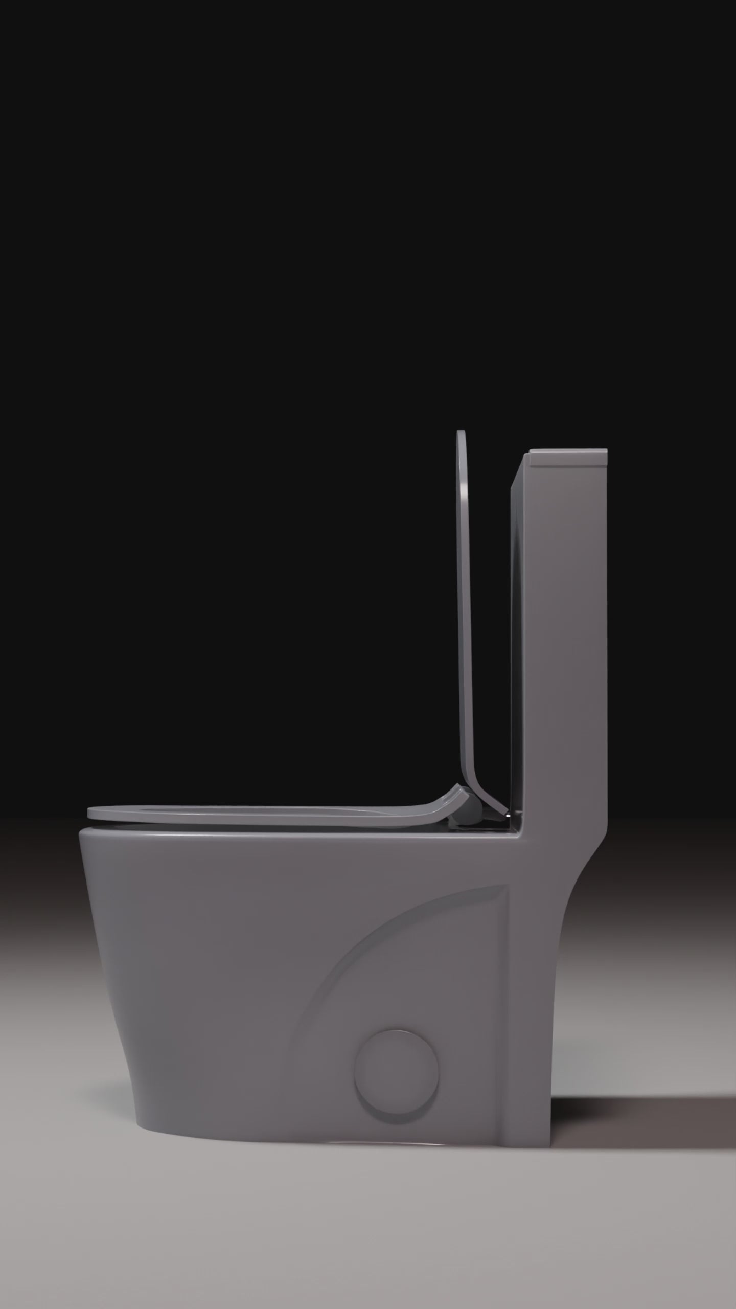 Load video: Grey Blue One-Piece Elongated Toilet, Siphonic Dual Flush