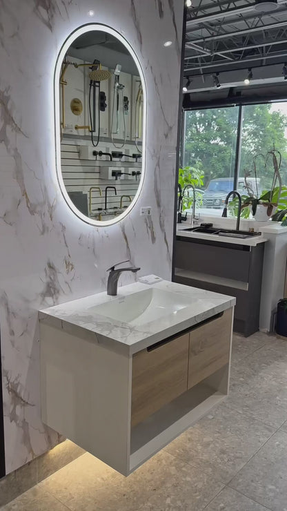 24", 32", 40" Modern Floating Vanity with Seamless Stone Top