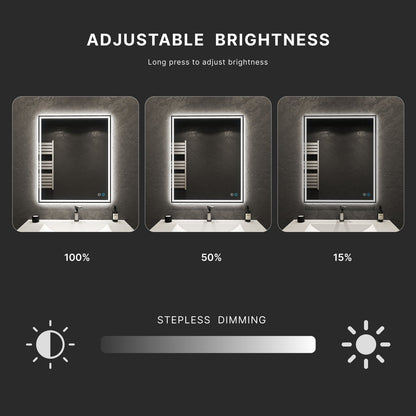 Rectangular LED Mirror – 30"/ 24", Dual Light with Anti - Fog - LED MIrror30" x 36" NeoNova Decor