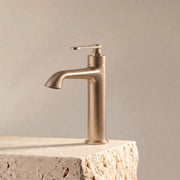 Sculptural Single - Hole Bathroom Faucet in Solid Brass，Neoperl Aerator - FaucetBrushed Rose Gold