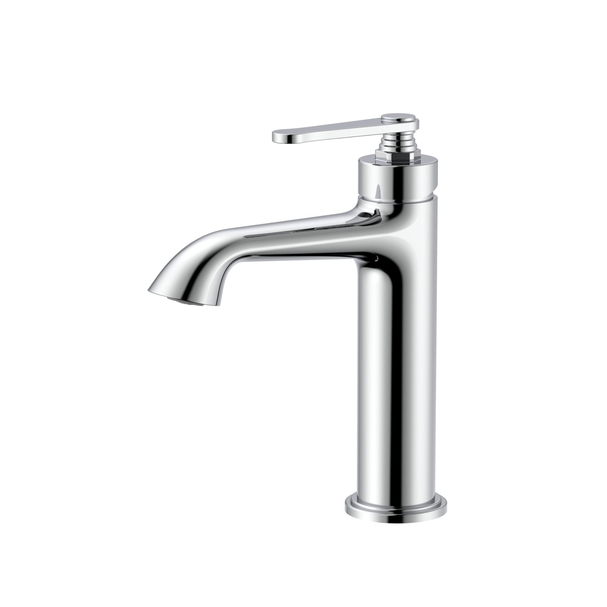 Sculptural Single - Hole Bathroom Faucet in Solid Brass，Neoperl Aerator - FaucetPolished Chrome