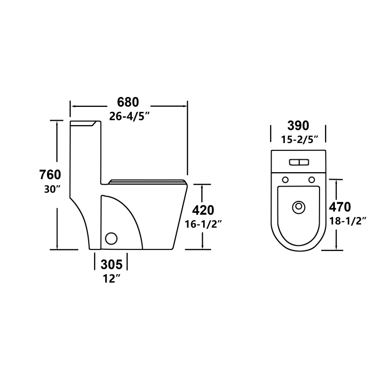 Siphonic One - Piece Toilet with Dual - Flush, North American Standard - toilet NeoNova Decor