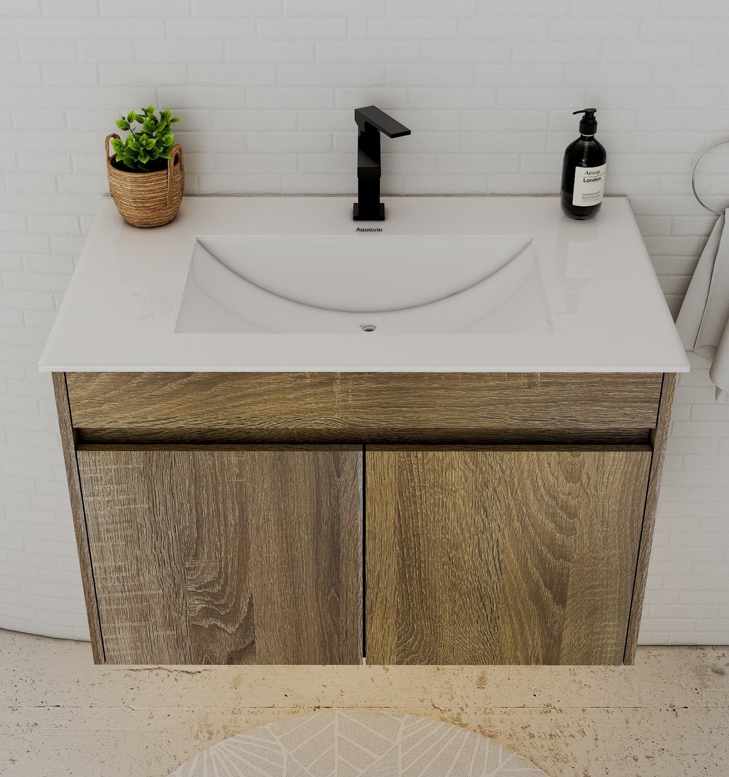 Slim 18" Deep Floating Bathroom Vanity with Integrated Ceramic Sink – 24"/28"/30"/32" - Vanity30" NeoNova Decor