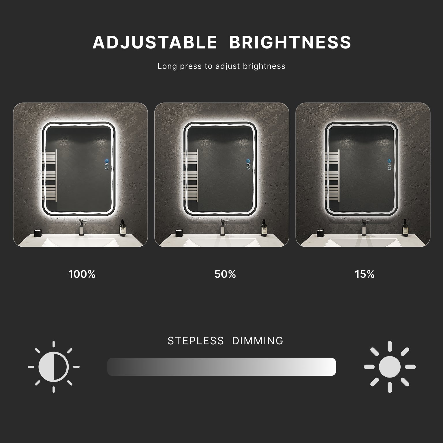 SoftEdge LED Mirror – 28"x36", Dimmable with Anti - Fog - LED MIrror NeoNova Decor