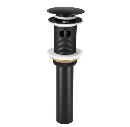Solid Brass Pop - Up Drain (With Overflow) - Matte Black NeoNova Decor