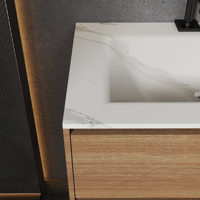 Thermoformed Sintered Stone Top with Elegant Floating Bathroom Vanity - VanityHHT NeoNova Decor