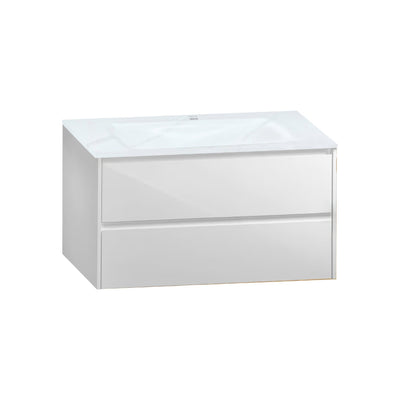 Thermoformed Sintered Stone Top with Elegant Floating Bathroom Vanity - VanityWhite（BS） NeoNova Decor
