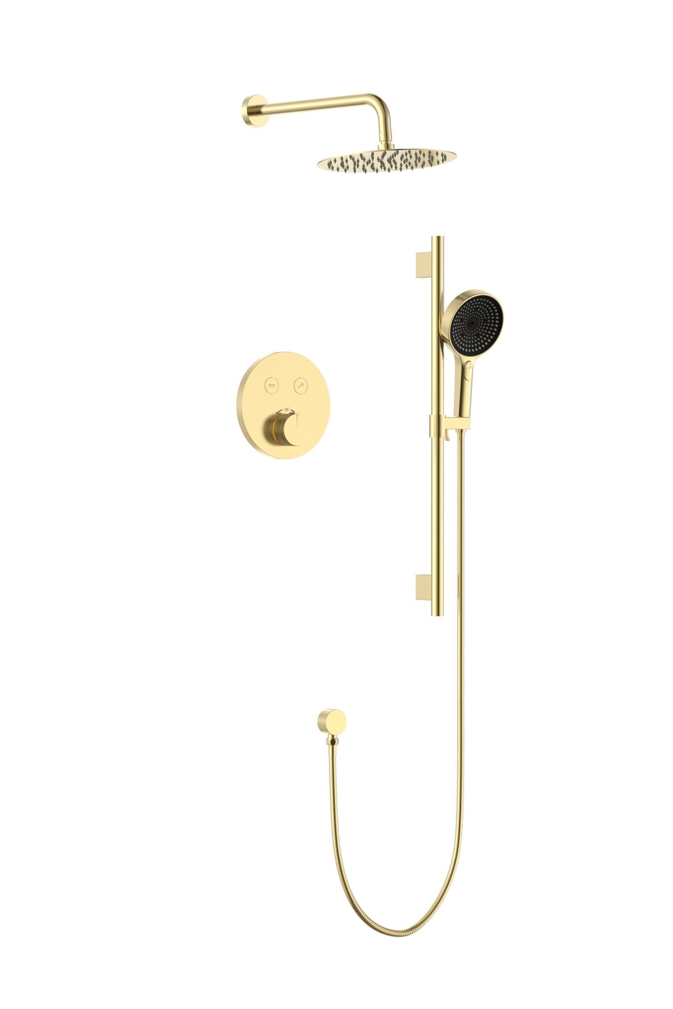 Thermostatic Shower System with Rough - In Valve – 10” Rain Head, Hand Shower, cUPC Certified (Vernet & Neoperl) - ShowerGun Metal