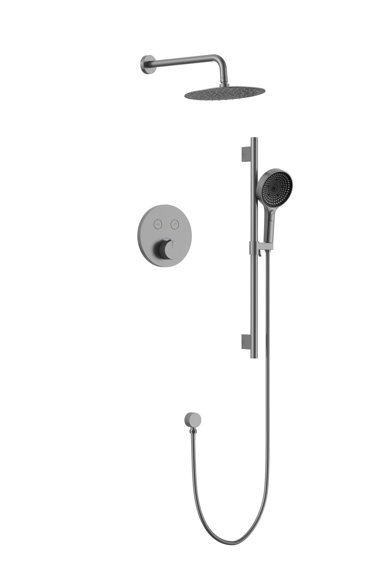 Thermostatic Shower System with Rough - In Valve – 10” Rain Head, Hand Shower, cUPC Certified (Vernet & Neoperl) - ShowerGun Metal