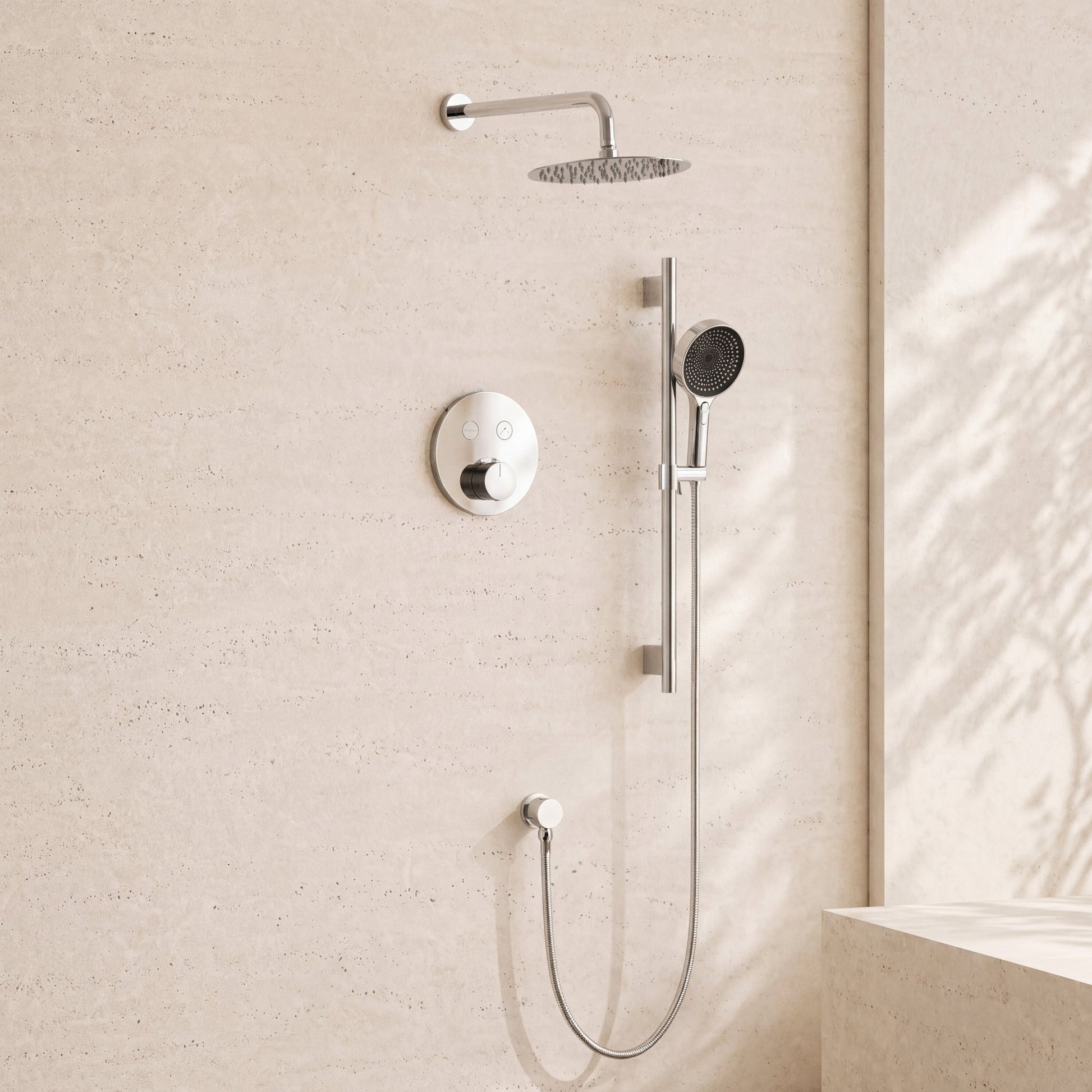 Thermostatic Shower System with Rough - In Valve – 10” Rain Head, Hand Shower, cUPC Certified (Vernet & Neoperl) - ShowerPolished Chrome