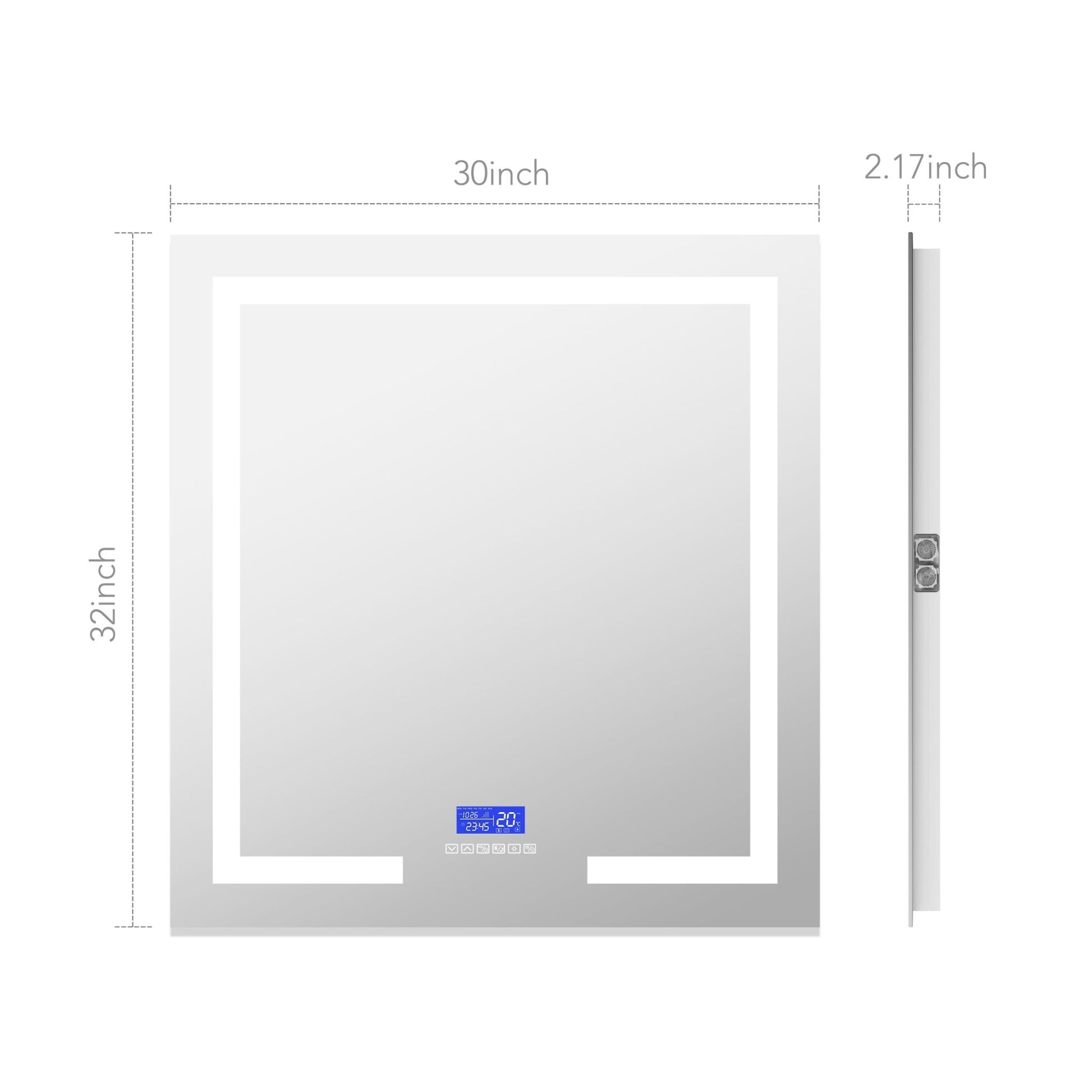 Vanity Mirror with Bluetooth Speaker & Clock – LED Lighted Anti - Fog Bathroom Mirror 30"/36" - LED MIrror30"x 32" NeoNova Decor