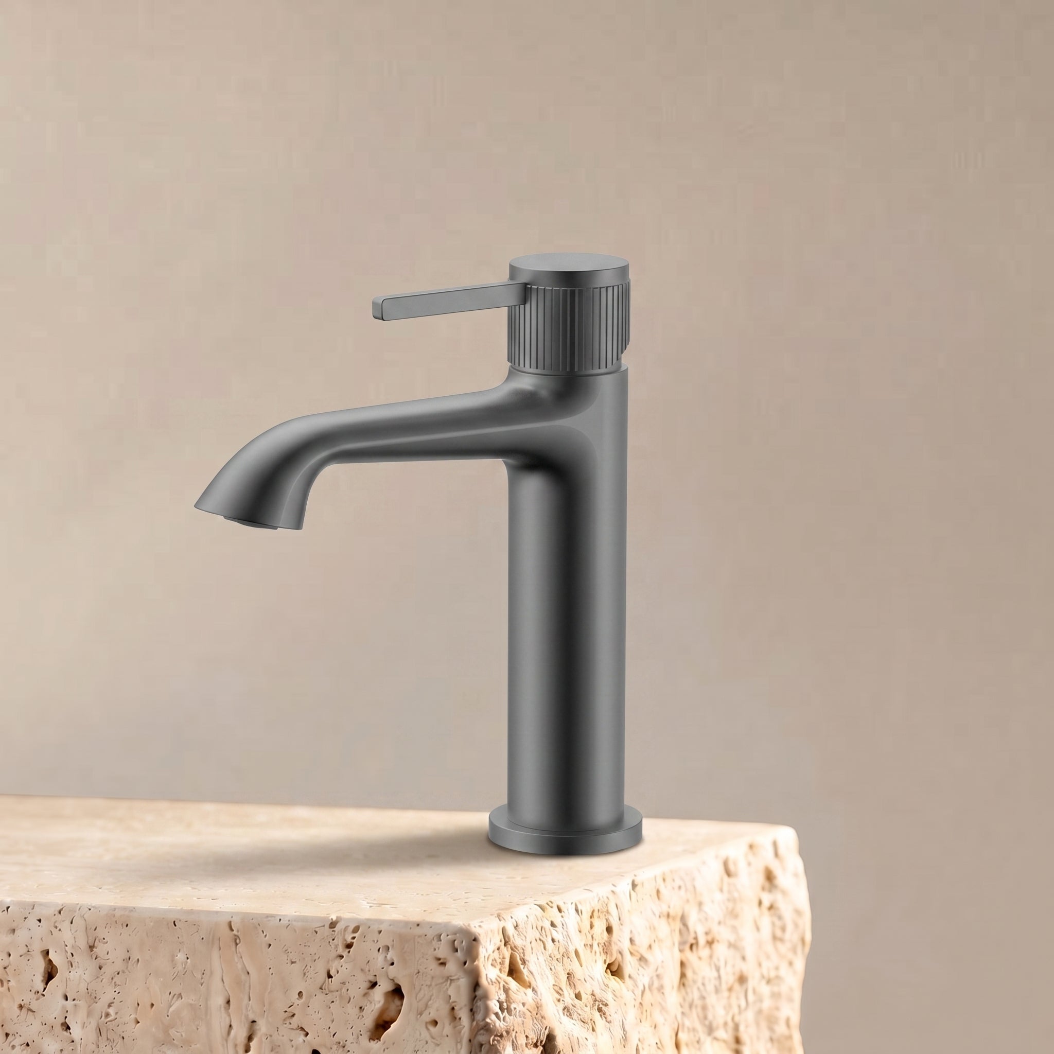 Velva ARCO Collection | Graceful Arc Faucet with Ribbed Detailing - FaucetGun Metal