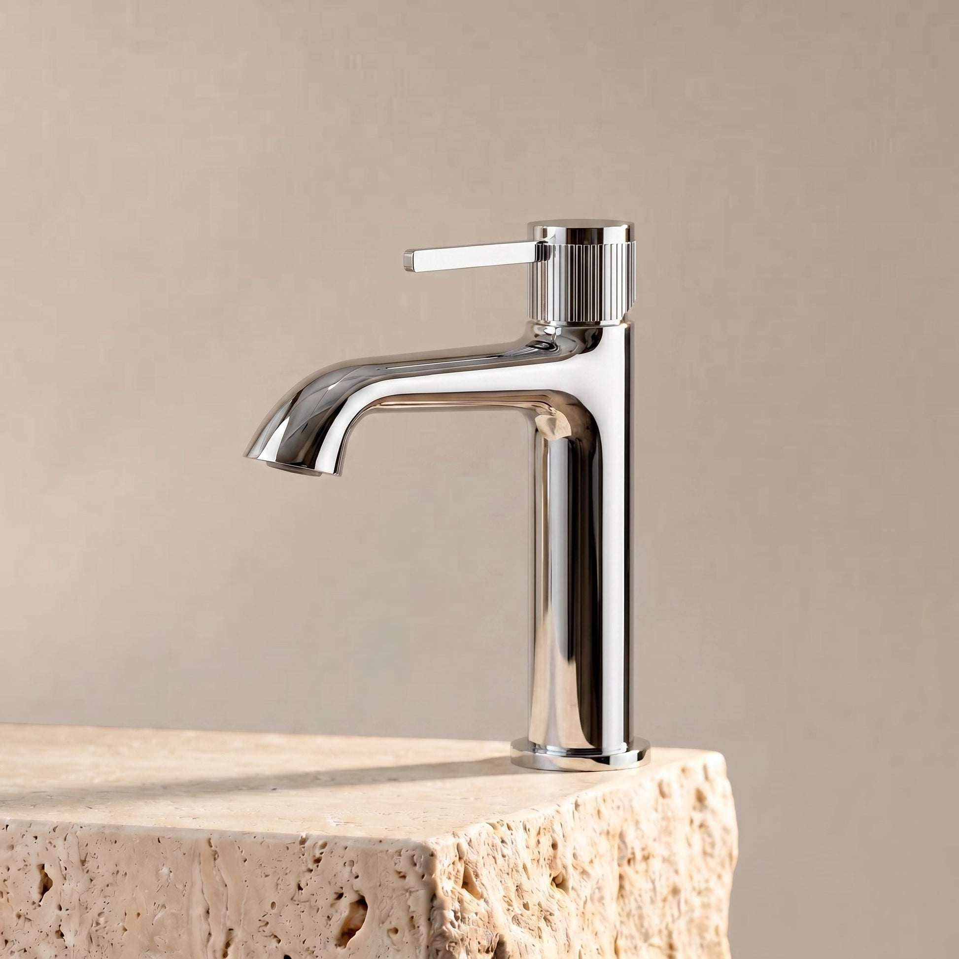 Velva ARCO Collection | Graceful Arc Faucet with Ribbed Detailing - FaucetPolished Chrome