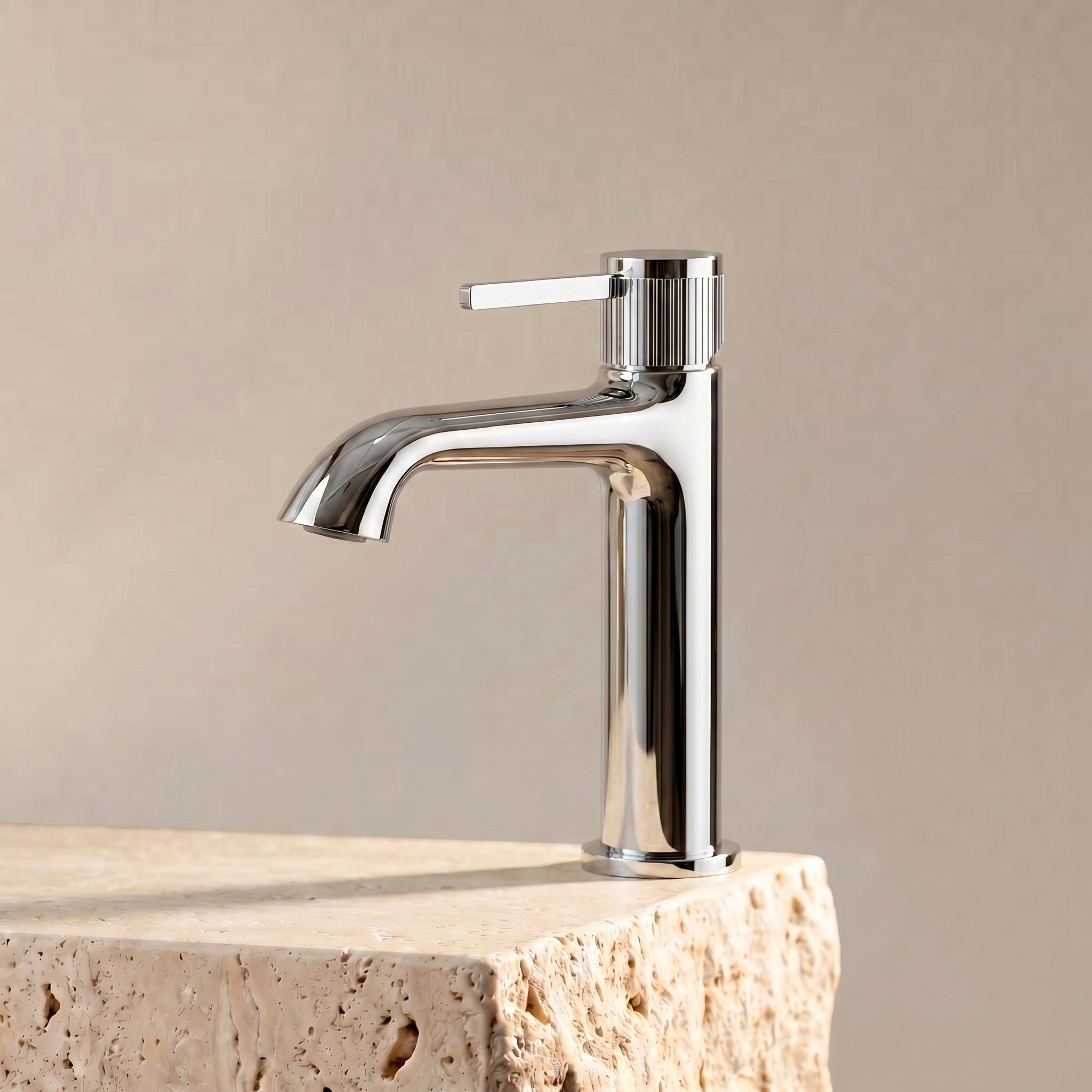 Velva ARCO Collection | Graceful Arc Faucet with Ribbed Detailing - FaucetPolished Chrome