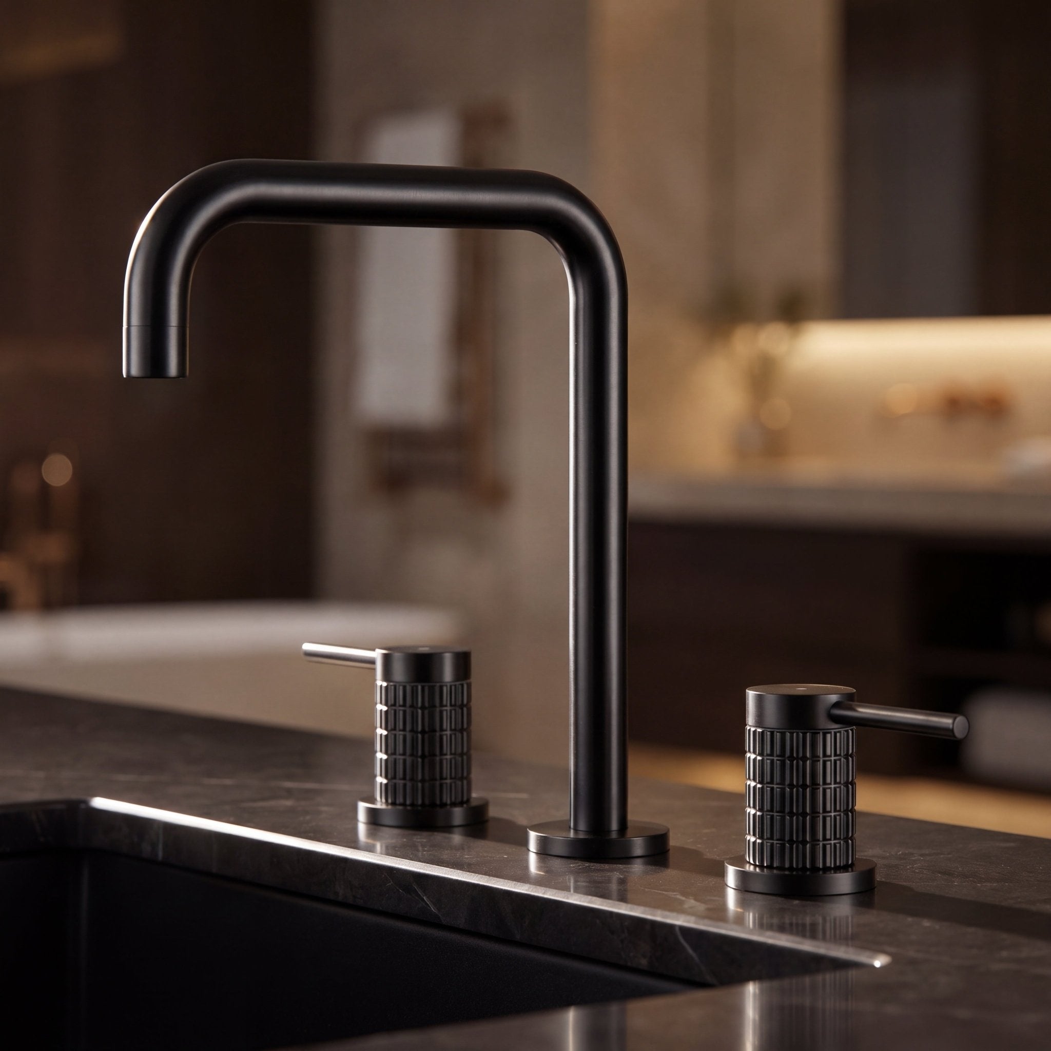 Velva AURA Collection | Full - Body Etched Widespread Faucet in Solid Brass (cUPC) - FaucetGun Metal