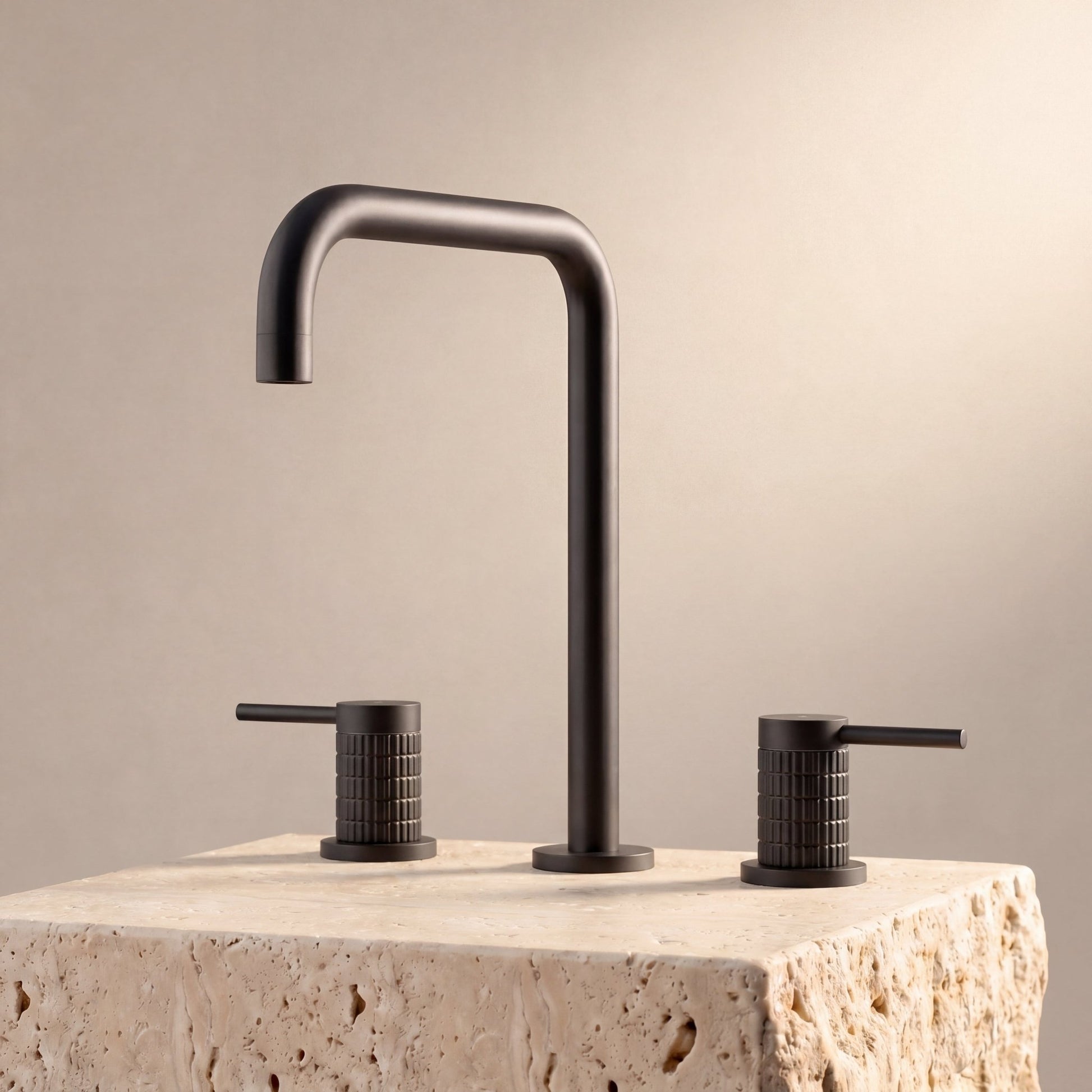 Velva AURA Collection | Full - Body Etched Widespread Faucet in Solid Brass (cUPC) - FaucetGun Metal