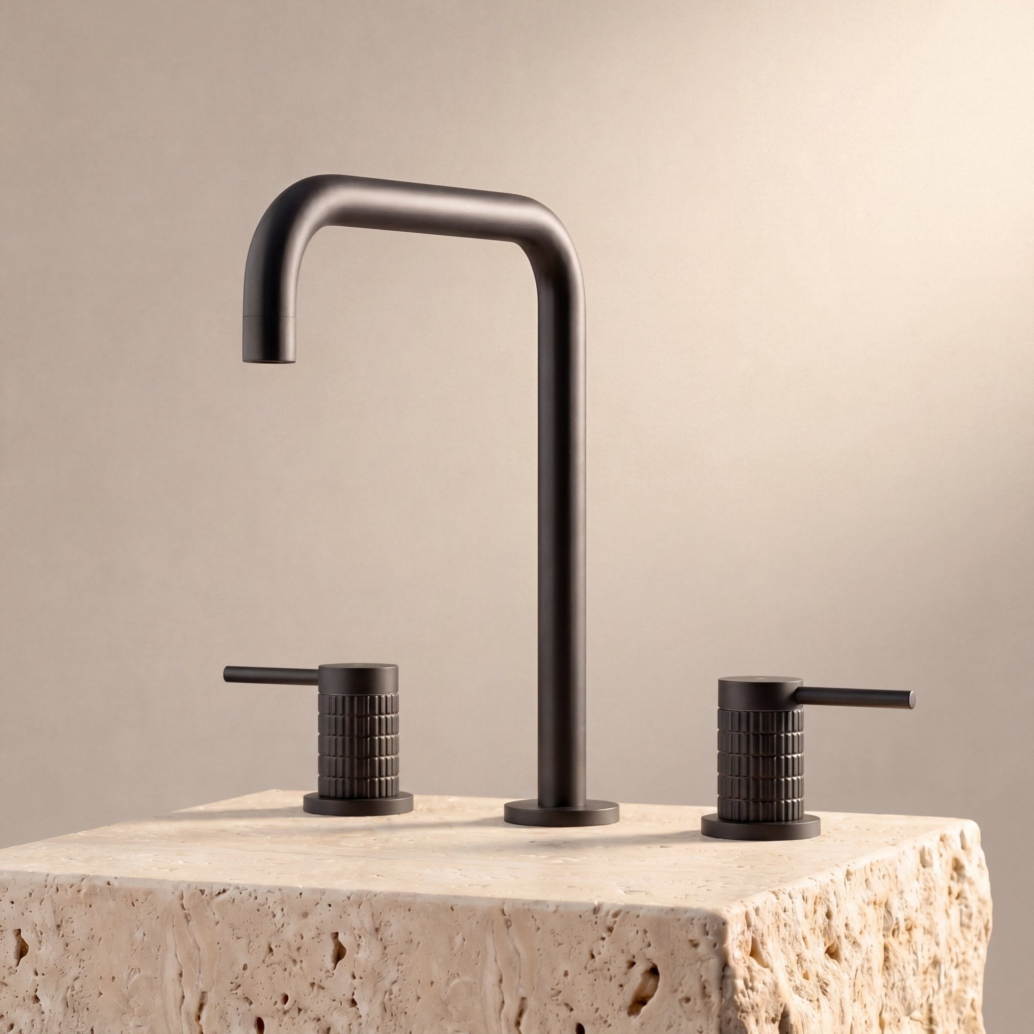 Velva AURA Collection | Full - Body Etched Widespread Faucet in Solid Brass (cUPC) - FaucetGun Metal