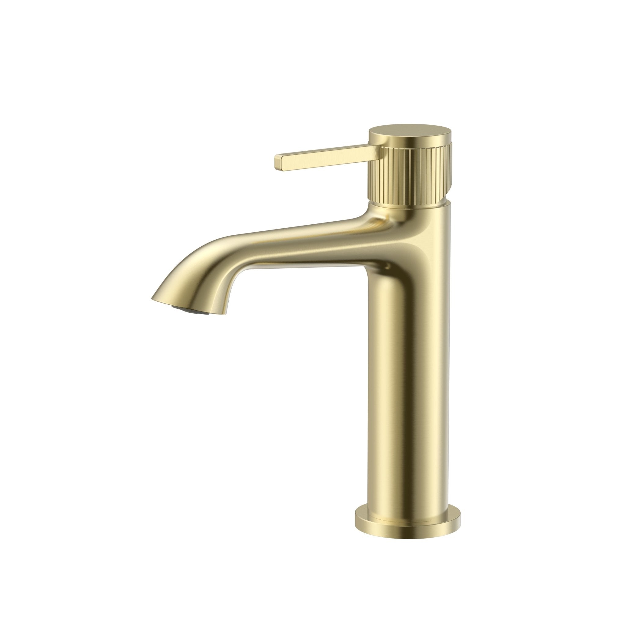 Velva AURA Collection | Graceful Arc Faucet with Ribbed Detailing - FaucetBrushed Gold