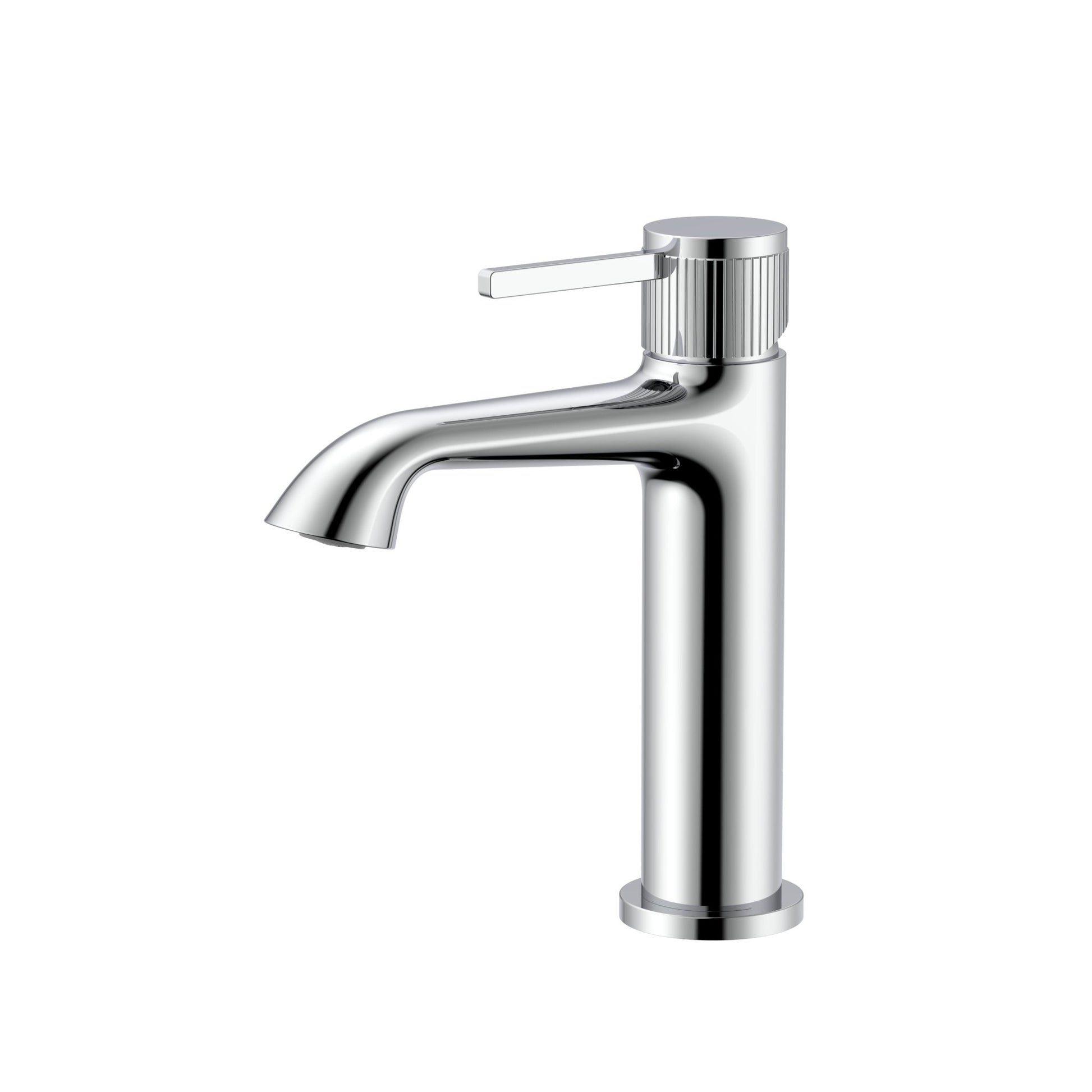 Velva AURA Collection | Graceful Arc Faucet with Ribbed Detailing - FaucetPolished Chrome
