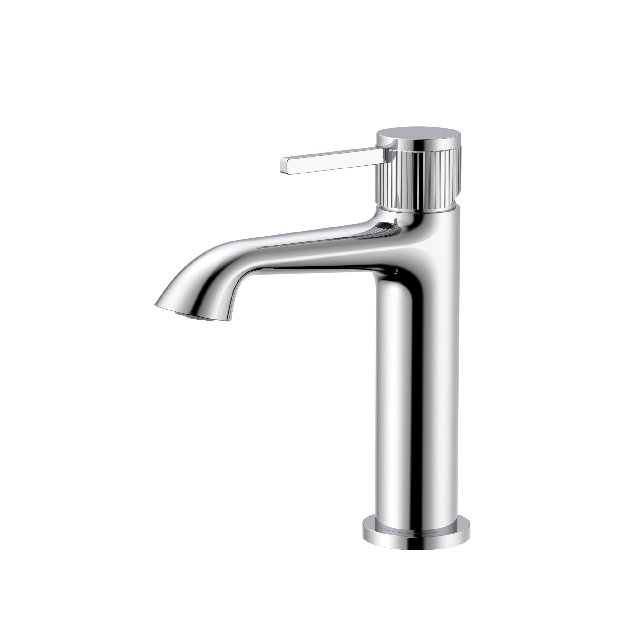 Velva AURA Collection | Graceful Arc Faucet with Ribbed Detailing - FaucetPolished Chrome