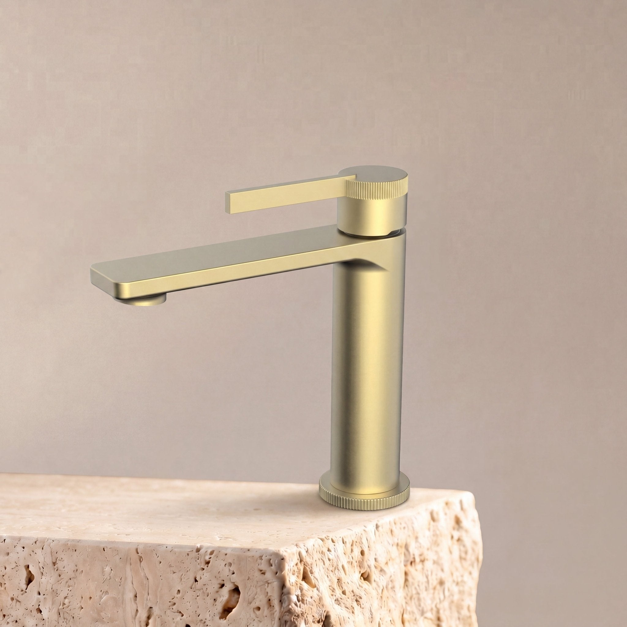 Velva AURA Collection | Industrial Elegance Single - Hole Faucet with Knurled Detailing - FaucetBrushed Gold