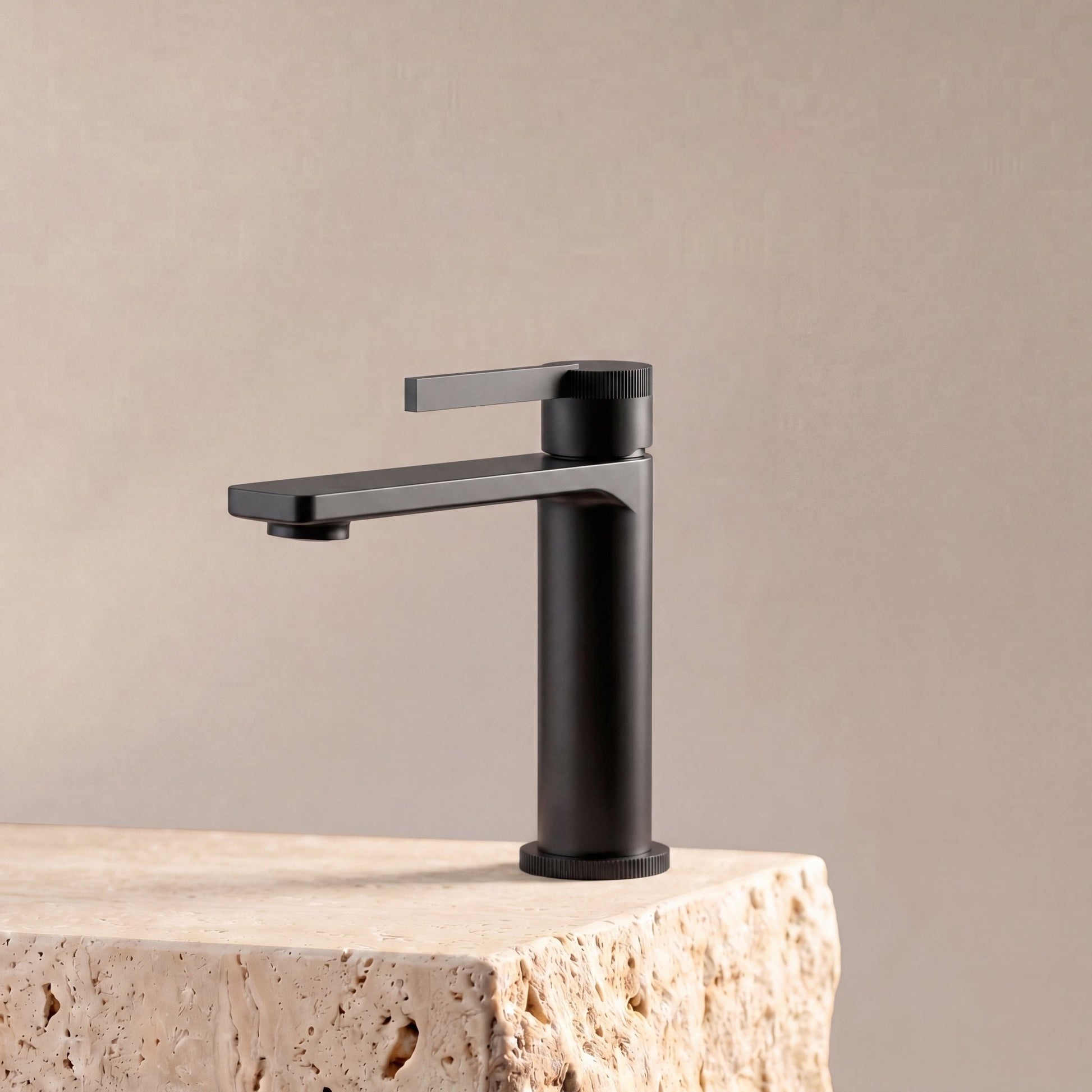 Velva AURA Collection | Industrial Elegance Single - Hole Faucet with Knurled Detailing - FaucetMatte Black
