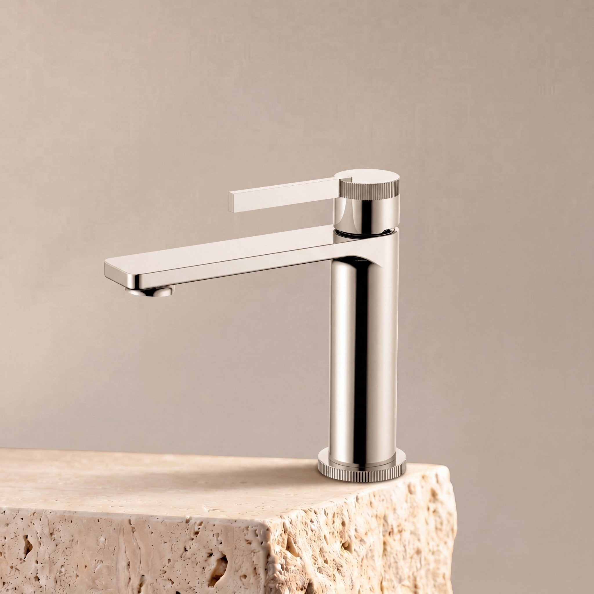 Velva AURA Collection | Industrial Elegance Single - Hole Faucet with Knurled Detailing - FaucetPolished Chrome