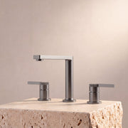 Velva AURA Collection | Modern Light Luxury Widespread Faucet with Knurled Detailing - FaucetGun Metal