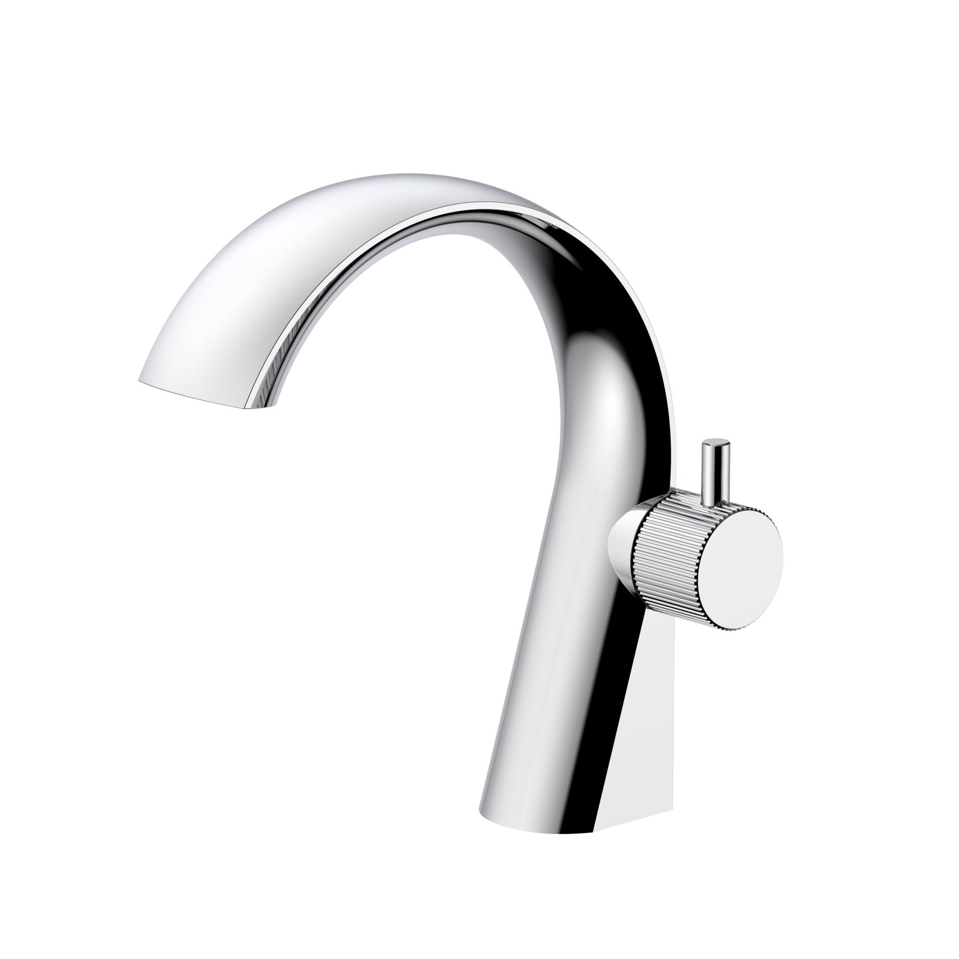 Velva AURA Collection | Sculptural Single - Hole Faucet with Knurled Dial - FaucetPolished Chrome