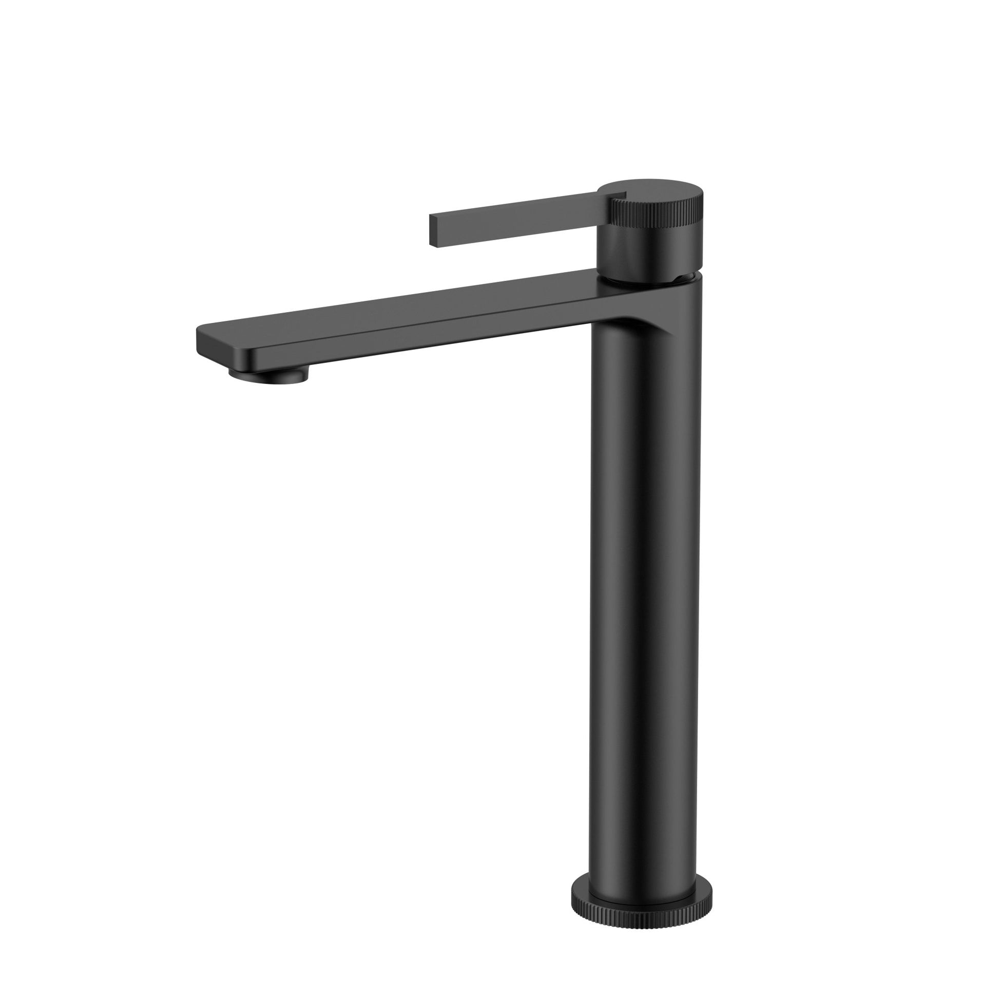 Velva AURA Collection | Tall Vessel Sink Faucet with Knurled Detailing in Solid Brass - FaucetMatte Black
