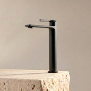 Velva AURA Collection | Tall Vessel Sink Faucet with Knurled Detailing in Solid Brass - FaucetMatte Black