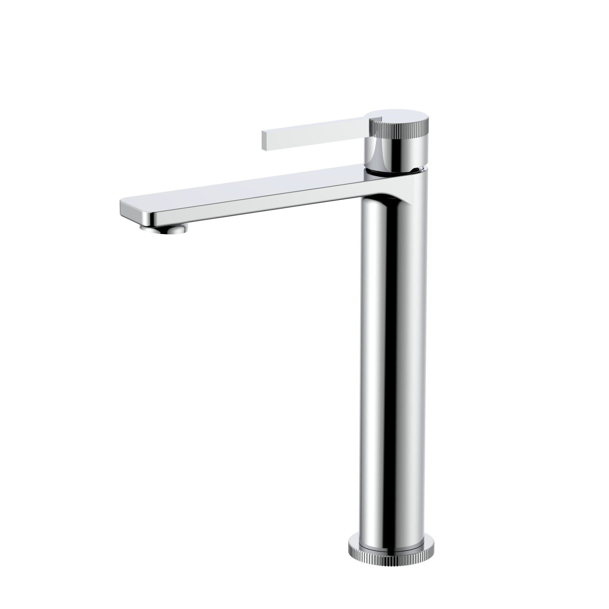 Velva AURA Collection | Tall Vessel Sink Faucet with Knurled Detailing in Solid Brass - FaucetPolished Chrome