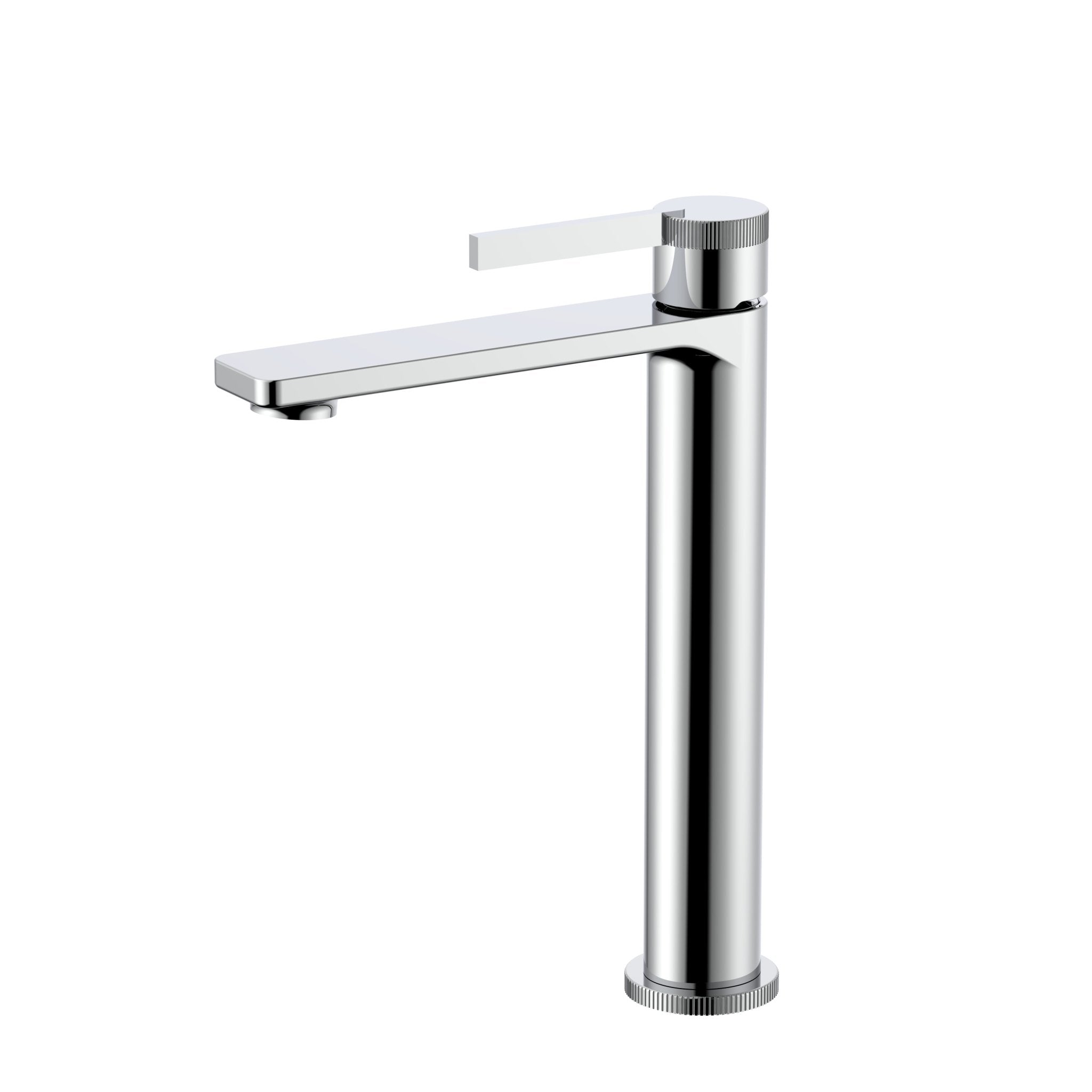 Velva AURA Collection | Tall Vessel Sink Faucet with Knurled Detailing in Solid Brass - FaucetPolished Chrome
